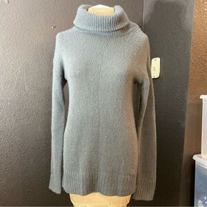 NEW Scotland super soft cashmere silk Grey Turtle cowl neck tunic sweater‎